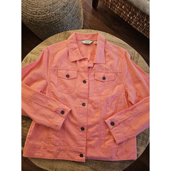 L.L Bean Linen Blend Blazer Jacket Women's Size 10 Coral Salmon Nautical Preppy - Picture 5 of 8